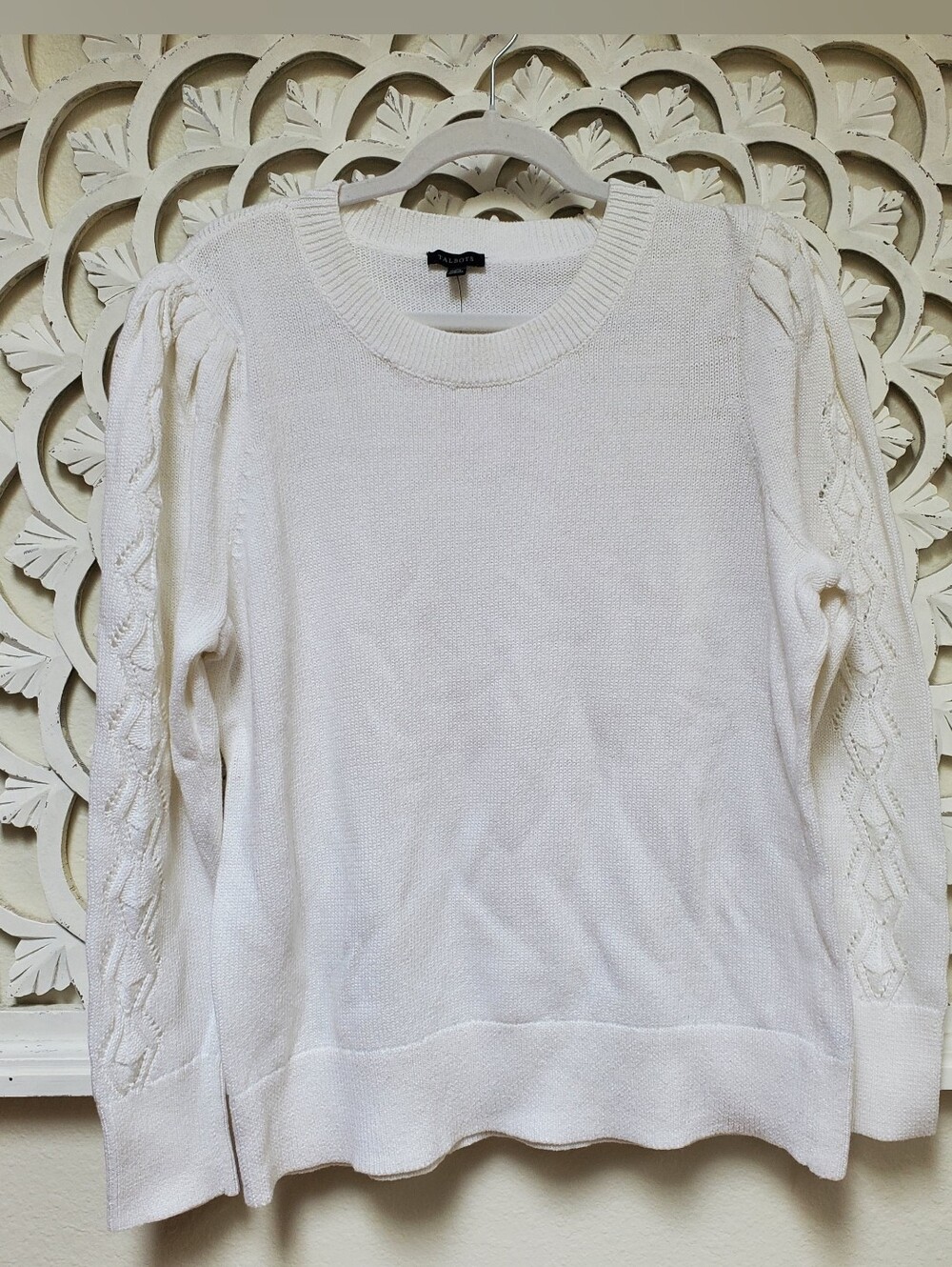 Talbots White Knit Cotton Sweater NWT Size XL